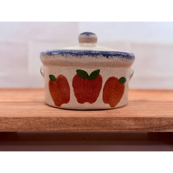 Apple Pottery Crock Small with Lid Country Apples - Picture 1 of 8